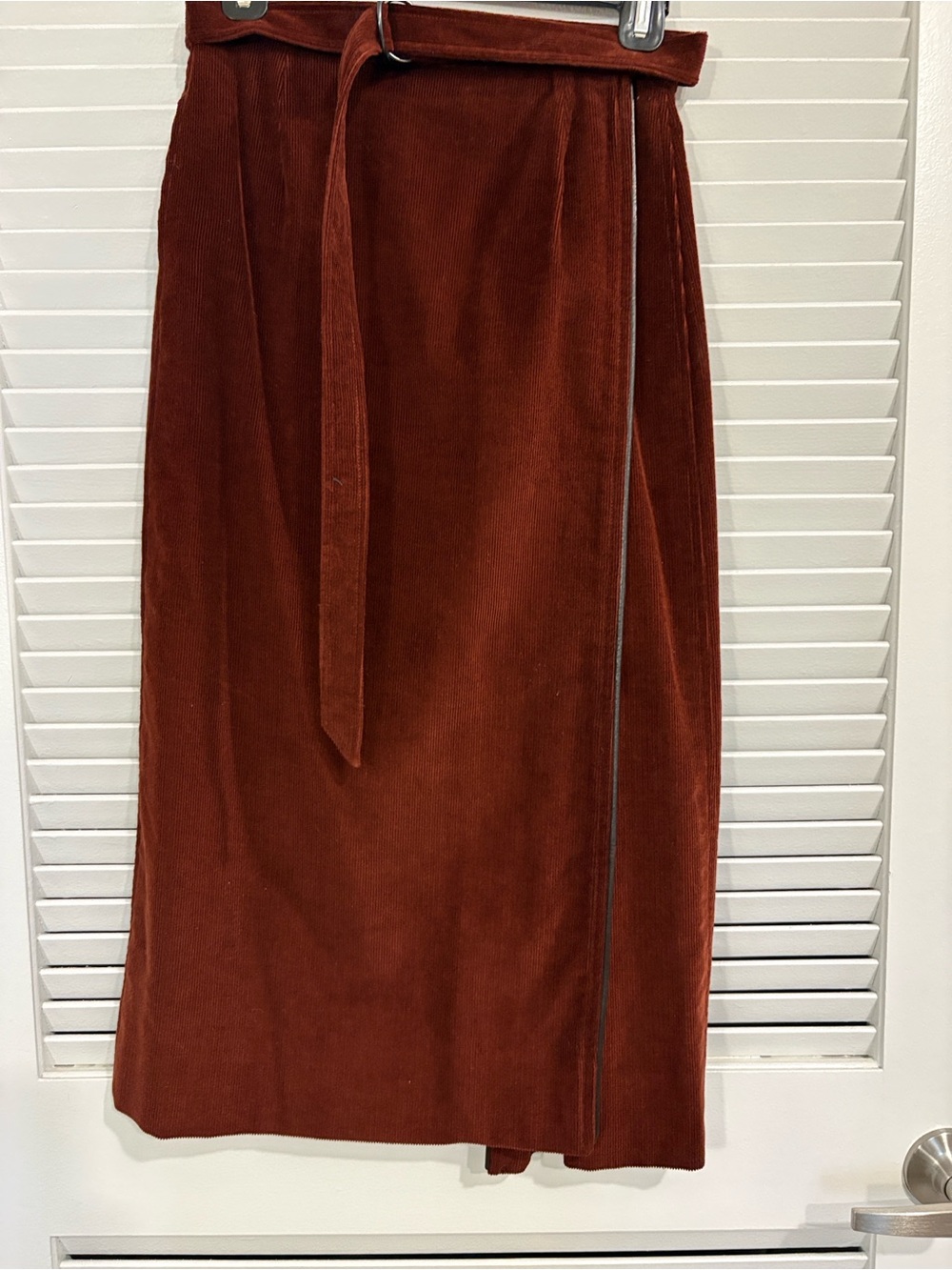 Vintage Yves Saint Laurent Rive Gauche Merlot Corduroy Wrap Midi Skirt Size 36EU